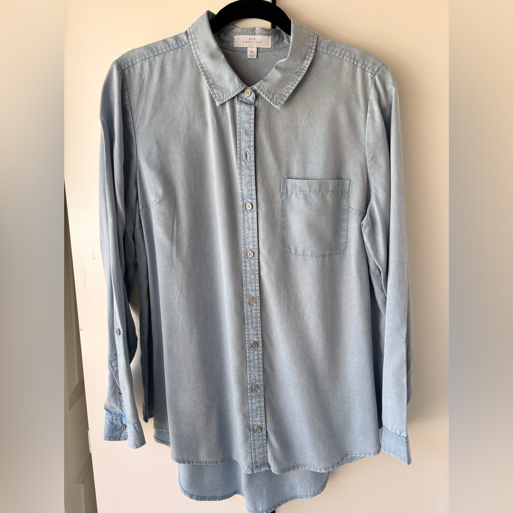 new directions Pale Blue Lightweight Button-Down Shirt